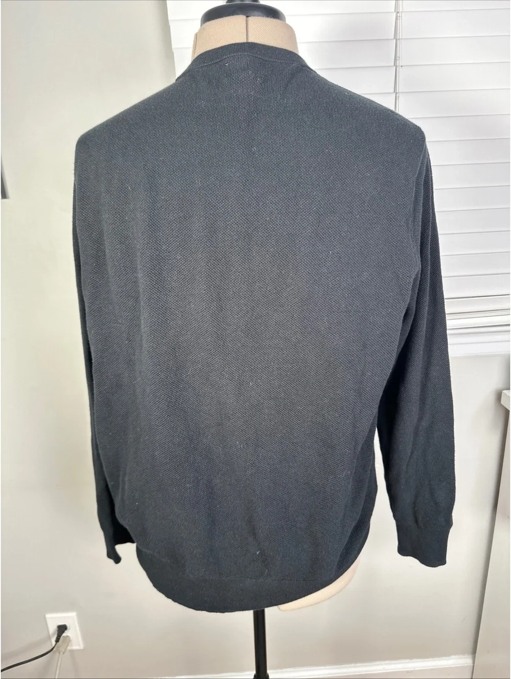 J.Crew Textured Knit Crewneck Sweater XL Black 100% Cotton
